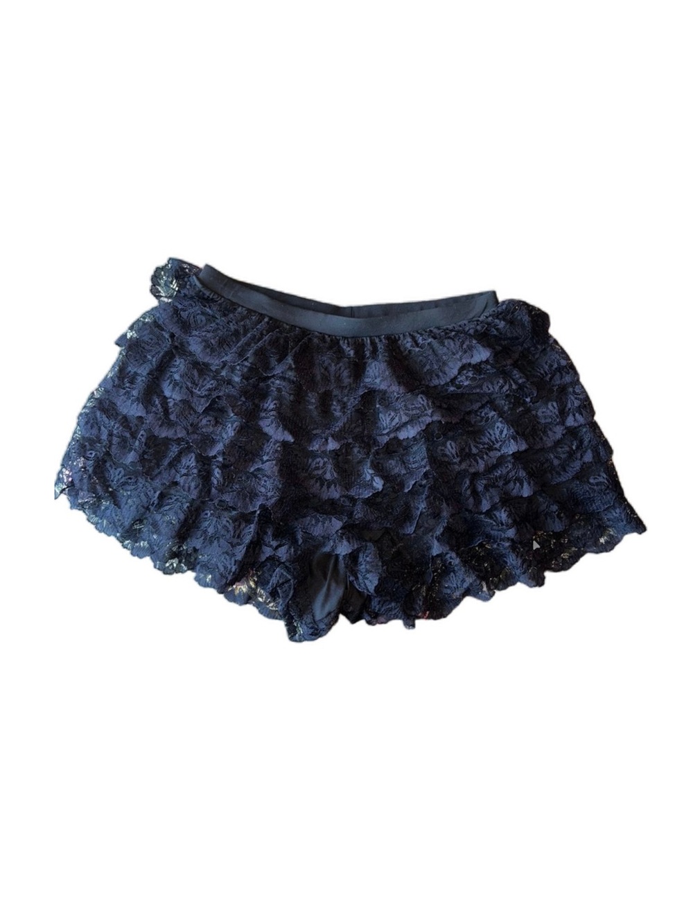 Lace Tiered Ruffle Mini Bloomers - black